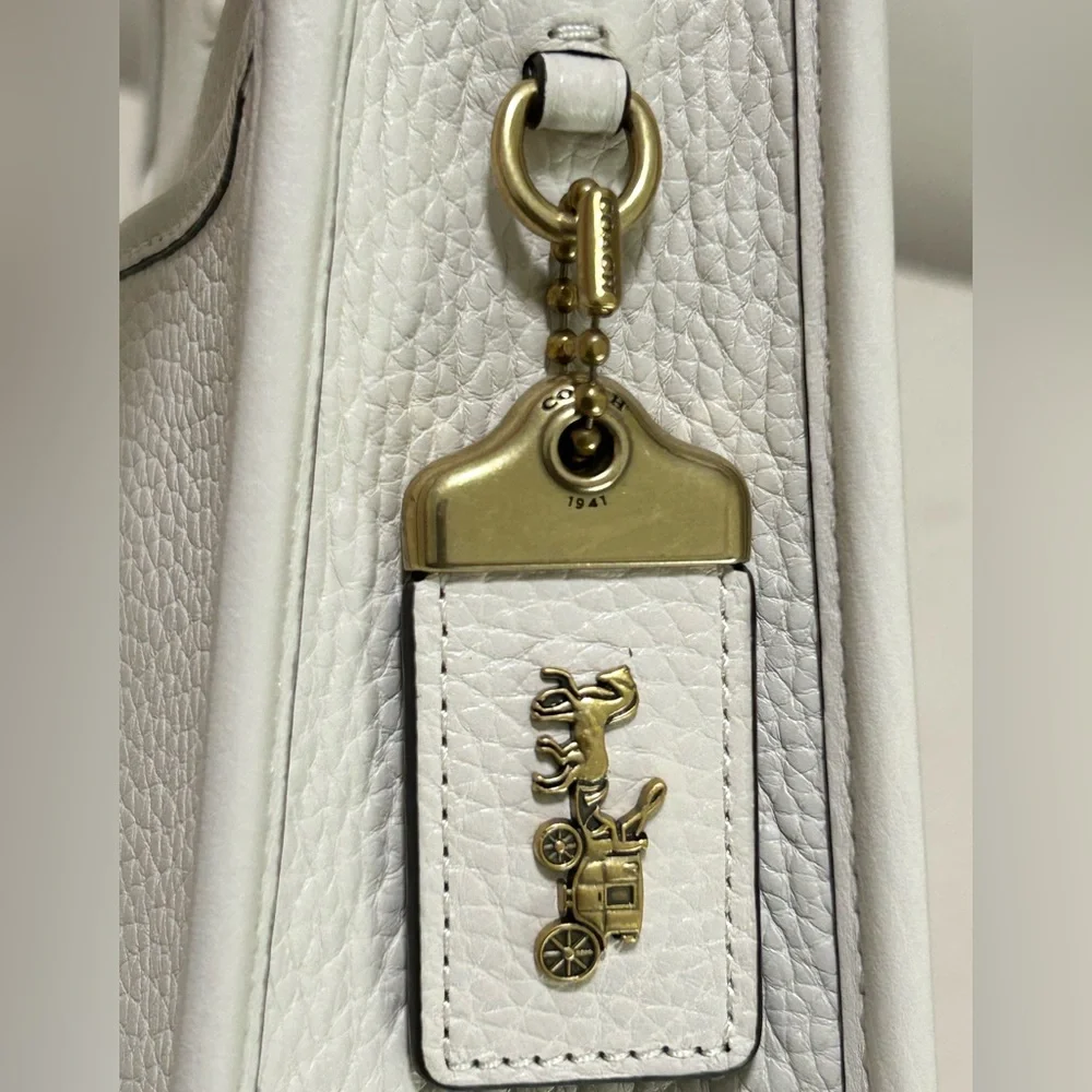 COACH 1941 Emery Varsity Stripe Glovetanned Pebble Leather Crossbody in Chalk - Picture 5 of 13